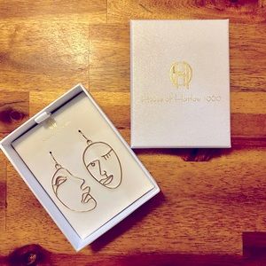 House of Harlow 1960 - Abstract Art Earrings - Gold